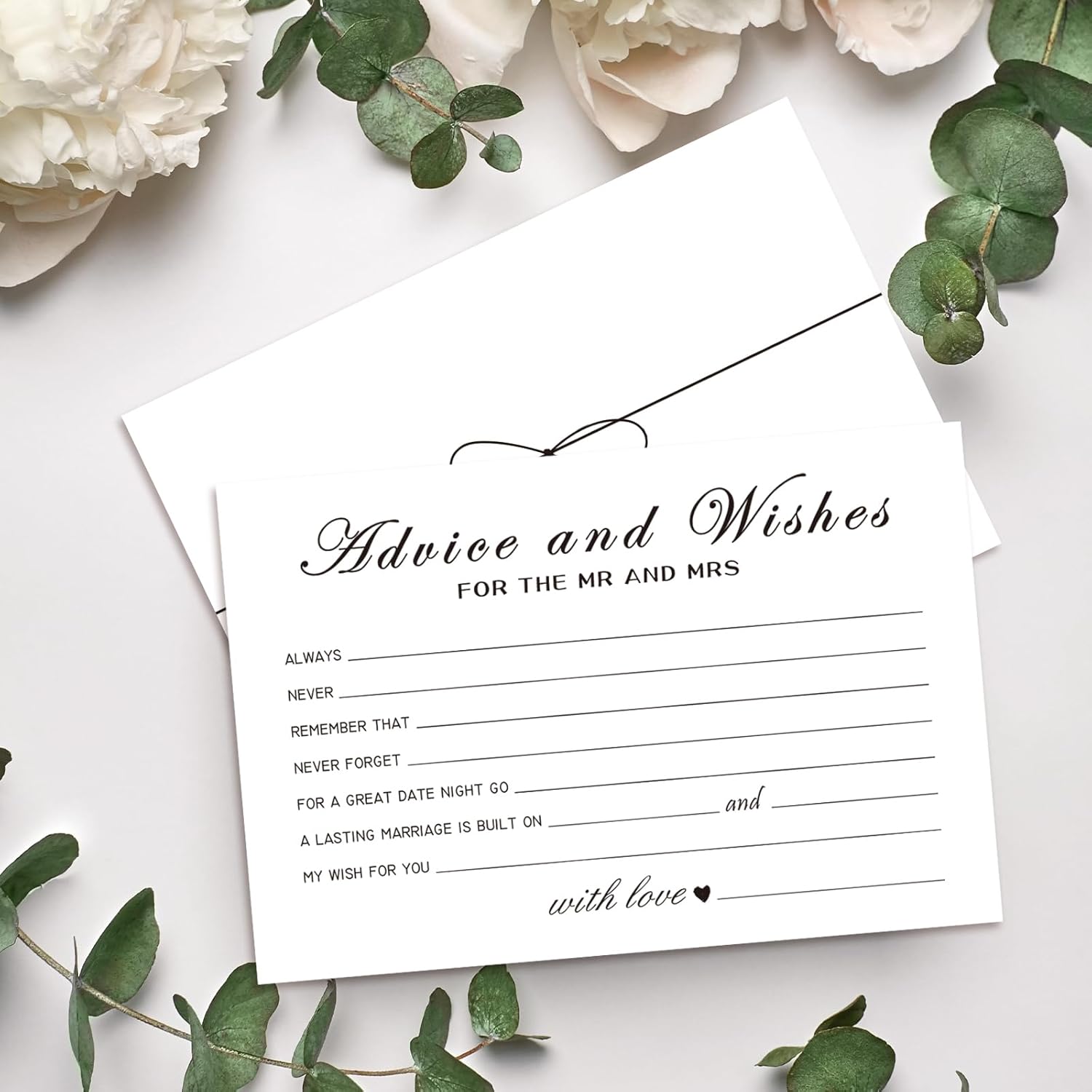 Advice And Wishes Cards For The New Couples Mr And Mrs, Bride And Groom, Newlyweds, Perfect 50 Pcs Wedding Advice Cards For The Wedding Reception Decorations/Bridal Shower Party