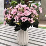 Artificial Daisies Flowers, Fake Silk Daisy Small Flower Marguerites Plants Decor 4 Bouquet, Faux Plastic Stems Bushes Greenery Bundles For Indoor Outdoor Verandah Wedding Spring Decorations - Pink