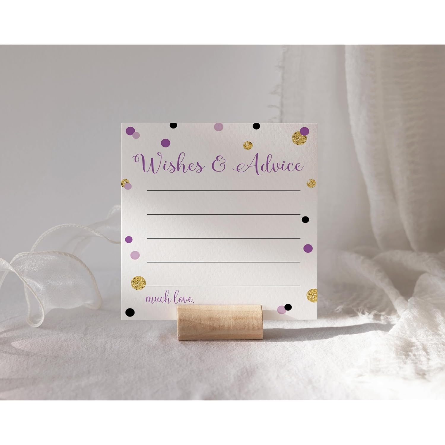 Purple And Gold Advice Cards (25 Pack) Fun Bridal Shower Activity - Best Wishes For New Parents - Unique Advice Alternative For Graduations, Birthdays & Time Capsules - 4X4 Cards