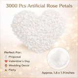 3000 Pcs White Rose Petals Artificial Flowers Silk Petals Table Scatters For Romantic Special Night Decorations, Weddings, Valentine'S Day, Proposals, Anniversaries, And Bridal Showers Party Decor
