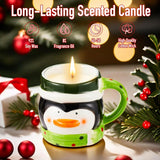 12Oz Christmas Scented Candle In Penguin Mug - Holiday Cookie Scent, Stocking Stuffers For Women Teen Girls, Christmas Gifts For Adults