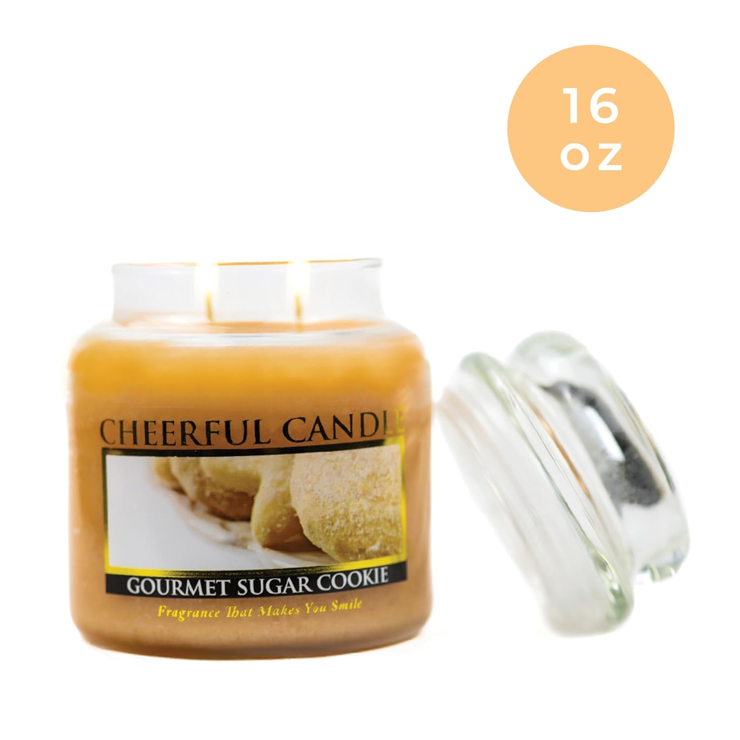 A Cheerful Giver - Gourmet Sugar Cookie Scented Glass Jar Candle (16 oz) with Lid & True to Life Fragrance Made in USA