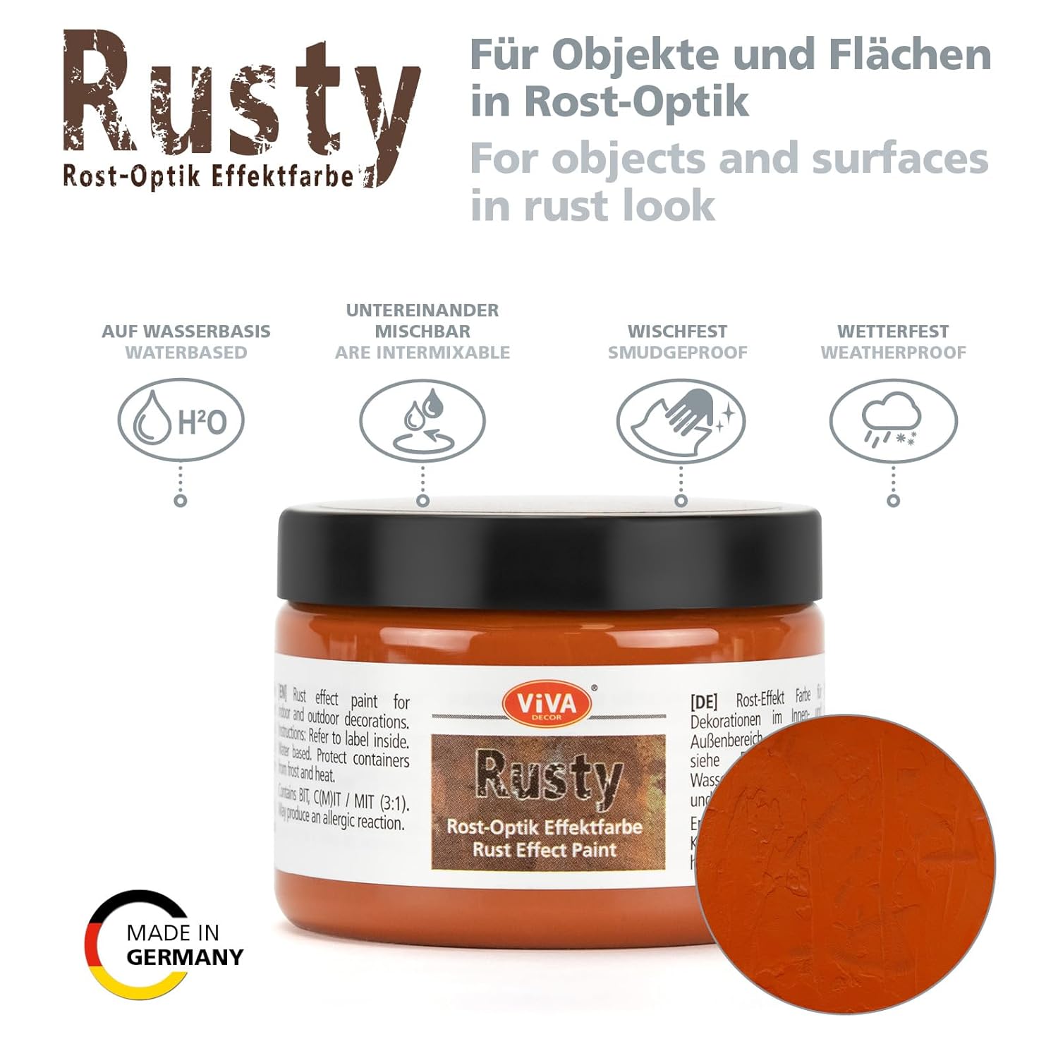 Viva Decor Rusty for Paper and More, 150ml, Rust Orange