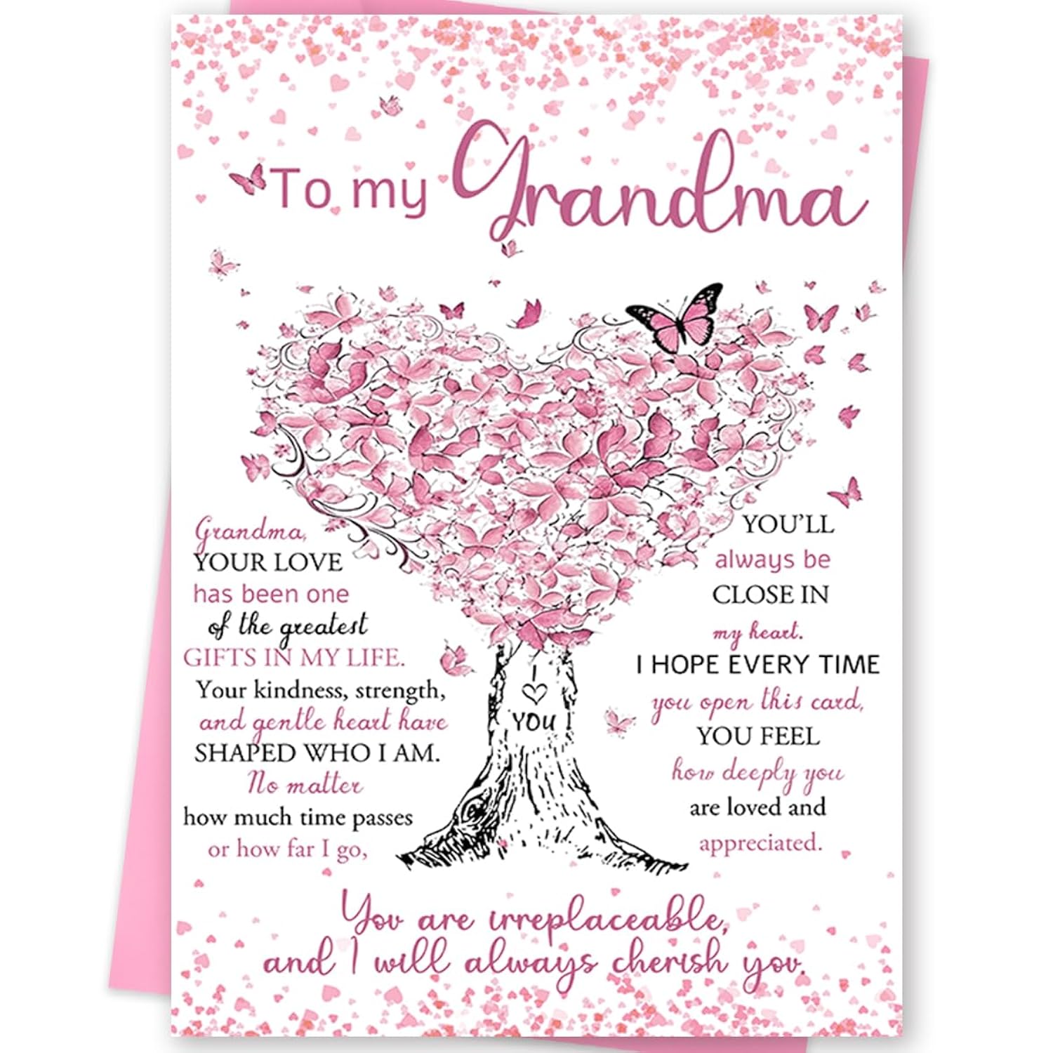 Grandma Birthday Card, Happy Birthday Card For Grandma From Granddaughter Grandson, Romantic Birthday Gifts For Grandma With Envelope 8 X 5.3 Inch