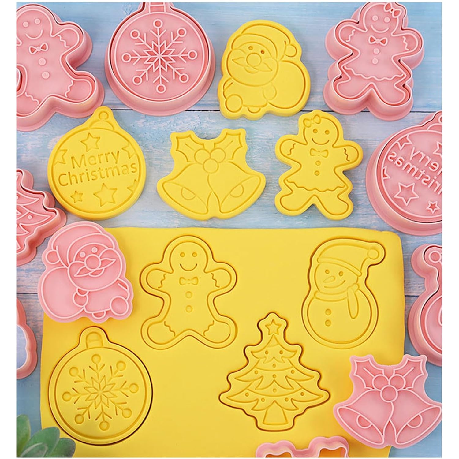 Christmas Cookie Cutter Set, 3D Pressable Mini Christmas Cookie Cutters - Gingerbread Man, Christmas Tree, Santa?Snowman,8 Pcs Stamped Pastry Cutters, For Kitchenbaking Christmas Party Favors