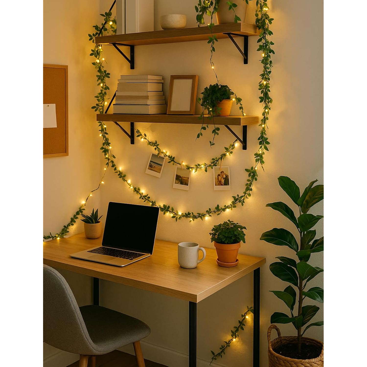 9.8Ft Green Ivy String Lights With 30 Led – Battery Operated Garland For Dorm Room, Bedroom Wall Decor, Halloween, Chris