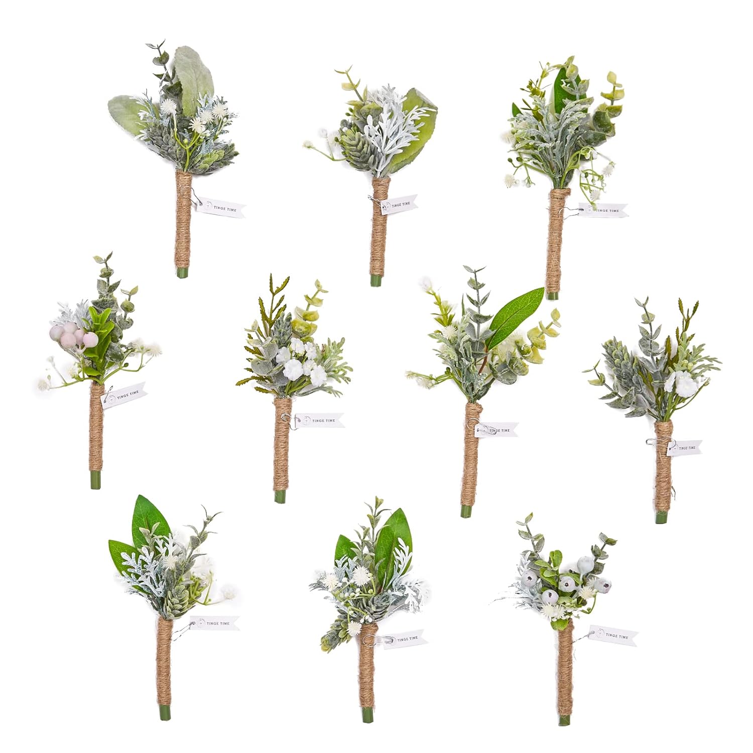Boutonniere For Men Wedding,Artificial Greenery Boutineers For Wedding Ceremony Anniversary, Formal Dinner Party And Rustic Spring Wedding Marriage (10, Fresh Green)