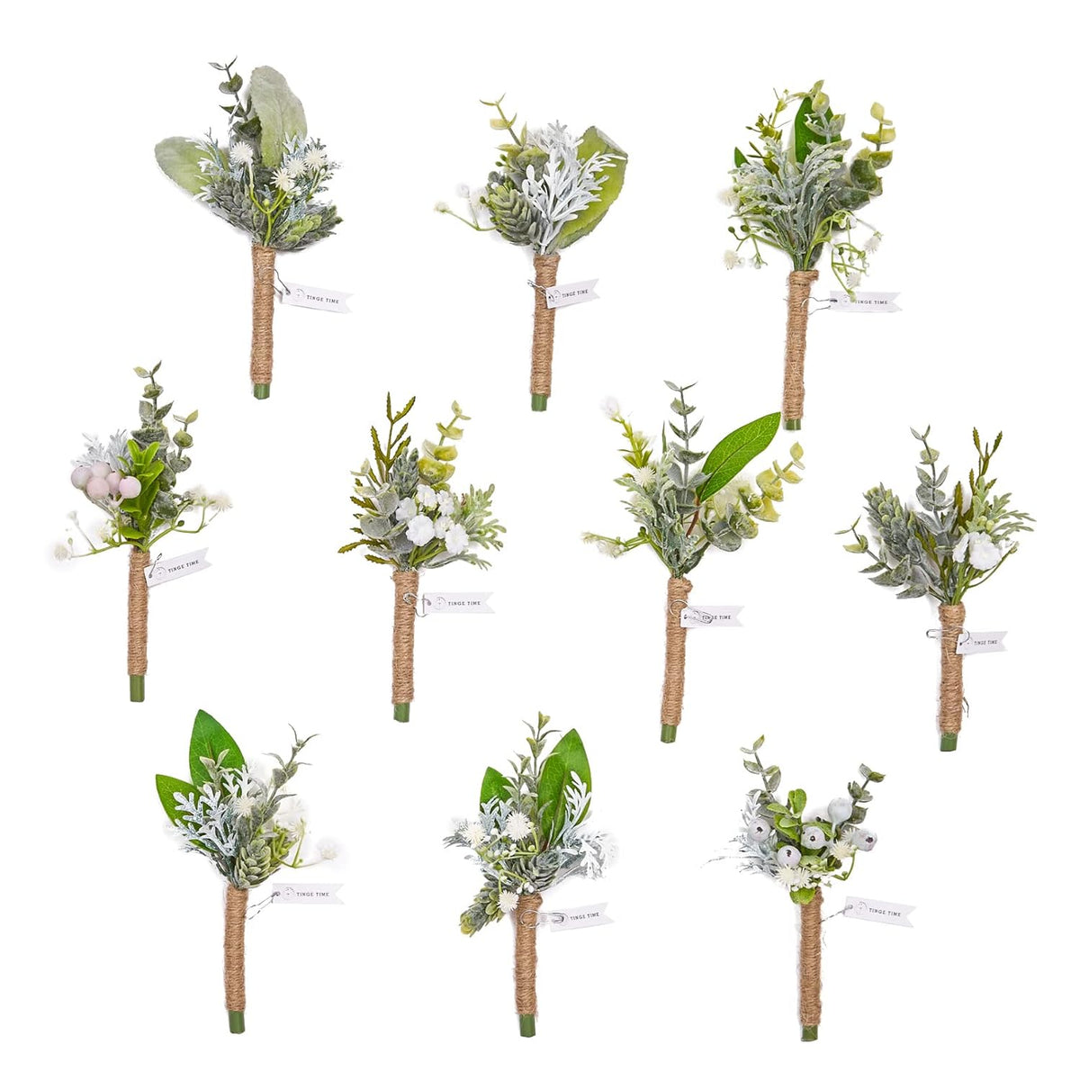 Boutonniere For Men Wedding,Artificial Greenery Boutineers For Wedding Ceremony Anniversary, Formal Dinner Party And Rustic Spring Wedding Marriage (10, Fresh Green)