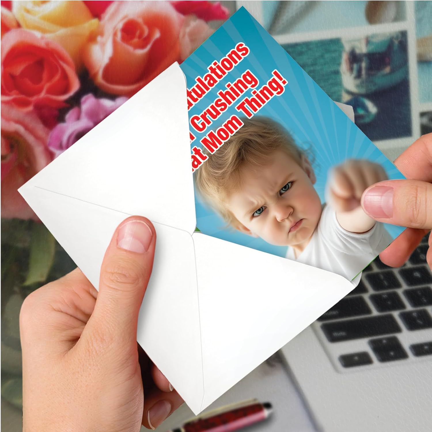 1 Funny Mother'S Day Greeting Card W/ 5 X 7 Envelope For Women, Her - Mom Crushing It Mom - Boy C8428Bmdg