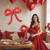 4 Pcs Red Bow Balloons Bow Party Decorations For Girl Women Red Bow Birthday Decorations Giant Foil Balloon For Baby Shower Engagement Wedding Christmas Decor Bachelorette Party Supplies