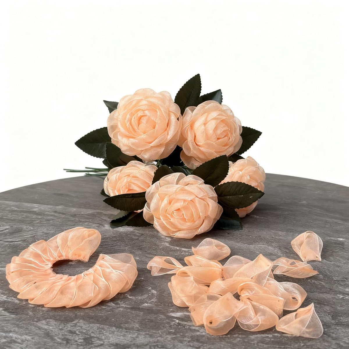 100Pcs Handmade Camellia Flower Petal Semi- Finished Products For Bouquet Making, Premade Bulk Loose Petals To Reduce Repetitive Work & Improve Efficiency(Need Assembly)