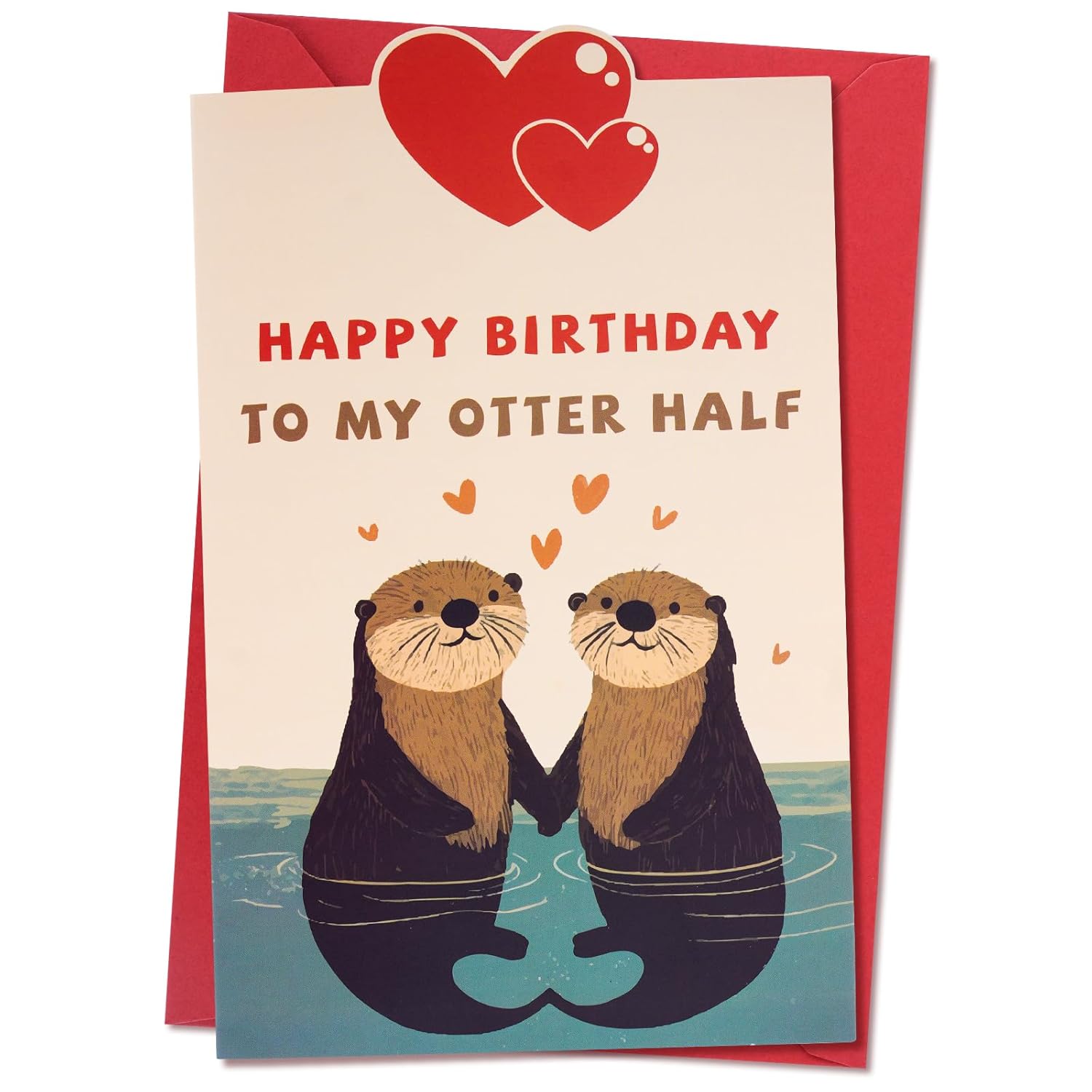 Happy Birthday Gifts Cards For Husband Wife Fiance Boyfriend Girlfriend, Funny Birthday Card With Stickers For Men Women Him Her, Cute Otter Gifts