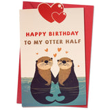 Happy Birthday Gifts Cards For Husband Wife Fiance Boyfriend Girlfriend, Funny Birthday Card With Stickers For Men Women Him Her, Cute Otter Gifts