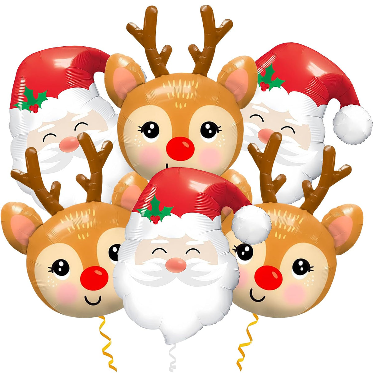6Pcs Santa Claus Reindeer Elk Foil Balloons For Christmas Party Decorations, Reindeer Christmas Decoration