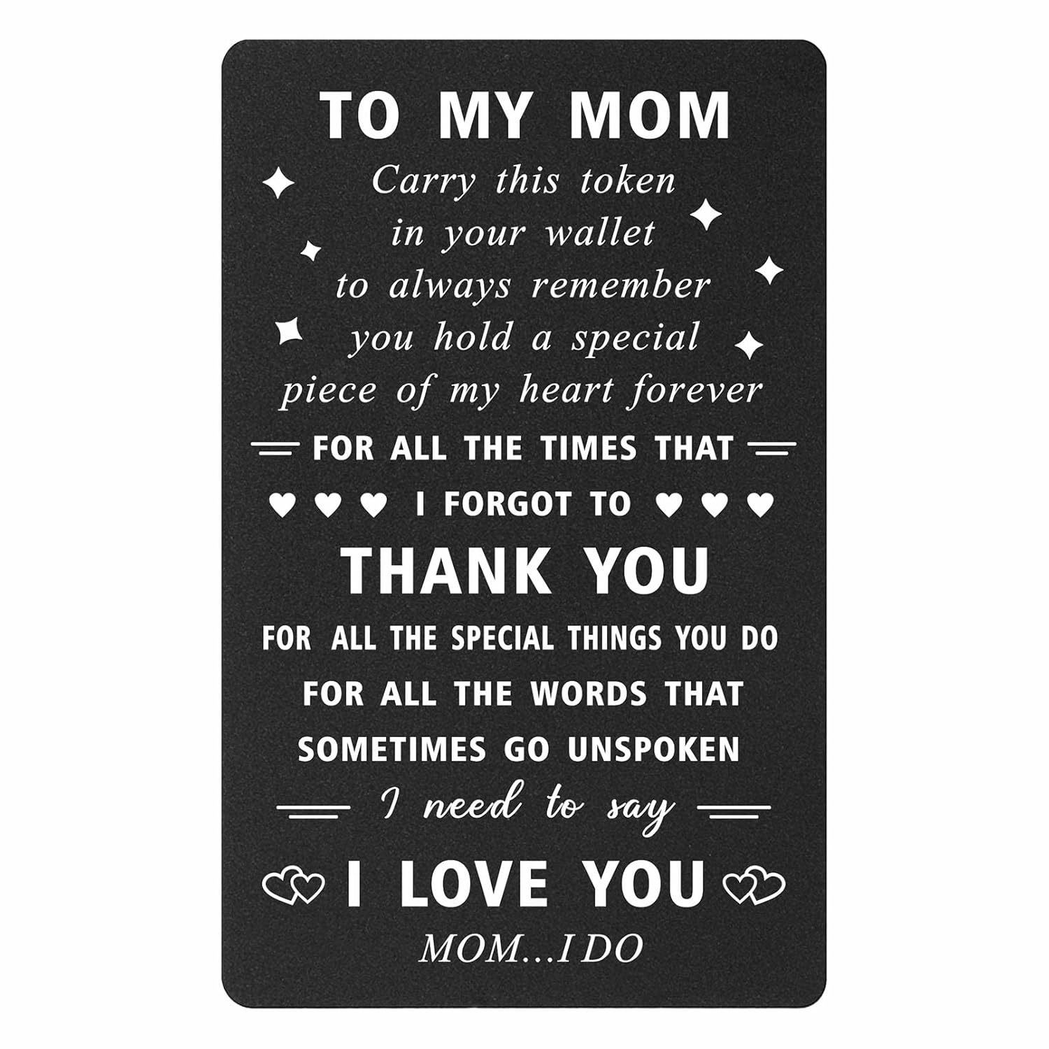Mom Christmas Card From Daughter Son, I Love You Mom Birthday Card For Her, Thank You Mothers Day Gift, Metal Engraved Wallet Card