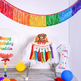 Rainbow Foil Fringe Garland Party Decorations, 12 Feet Rainbow Tinsel Metallic Glitter Banner, Hanging Table Skirts For Birthday Wedding Christmas Pride Month Parade Floats Decor