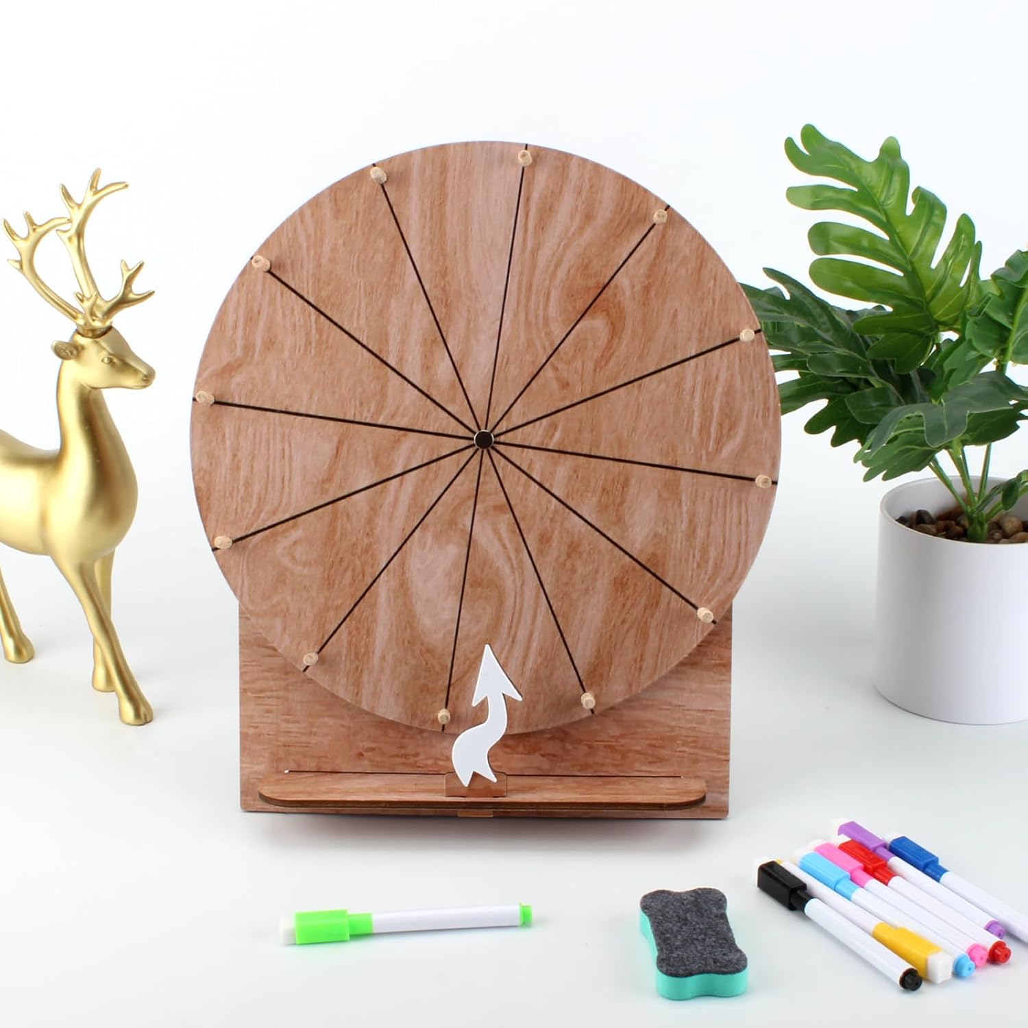12 Slots Wedding Game Spinning Wheel, Prize Wheel Spinning Wheel For Prizes With Stand, Table Spinning Wheel For Engaging Home Parties Wedding Baby Shower