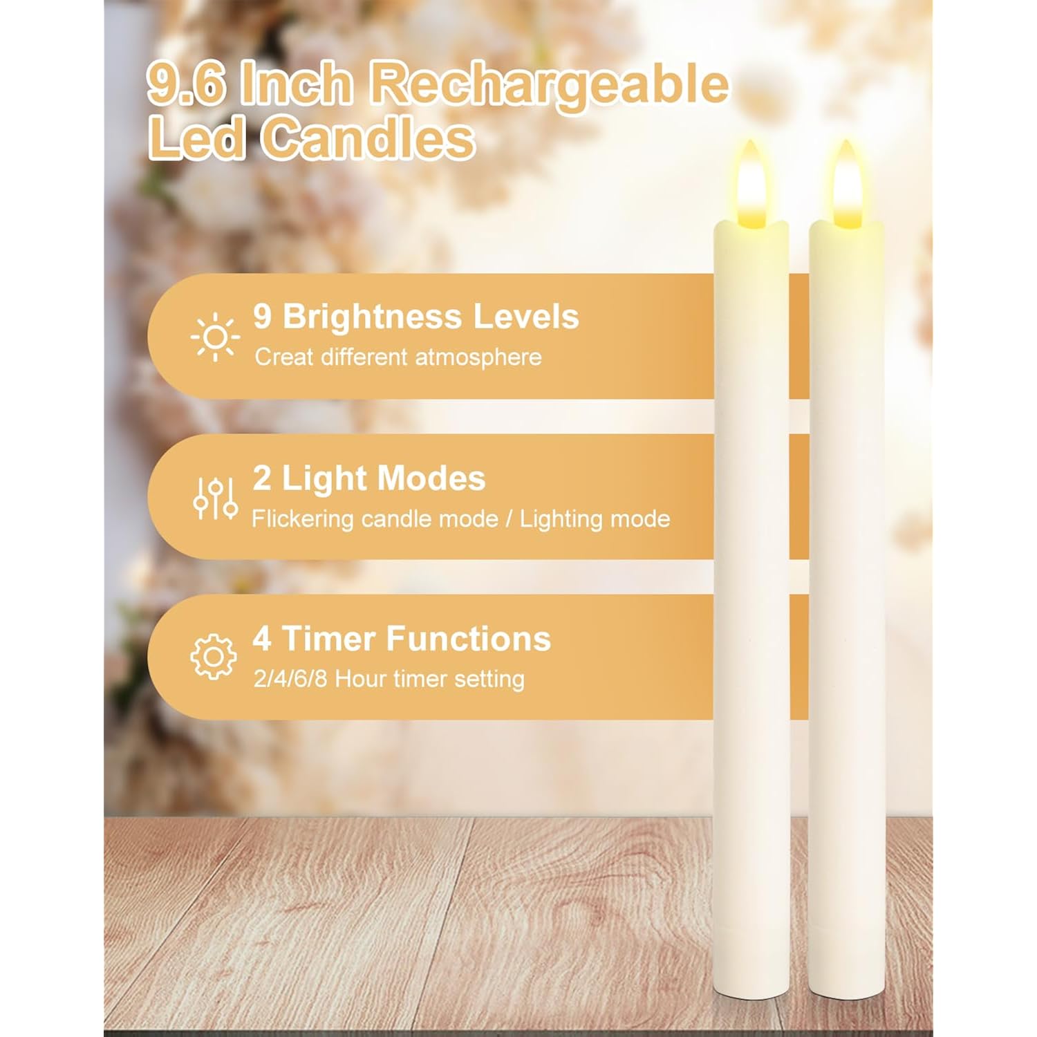 Rechargeable Flameless Taper Candles, 6 Pcs Real Wax Rechargeable Led Candles Flickering With Remote Timer And Charging Base, Battery Operated Candlesticks For Christmas Wedding Party Home Decor
