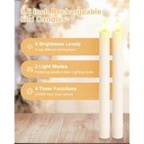 Rechargeable Flameless Taper Candles, 6 Pcs Real Wax Rechargeable Led Candles Flickering With Remote Timer And Charging Base, Battery Operated Candlesticks For Christmas Wedding Party Home Decor