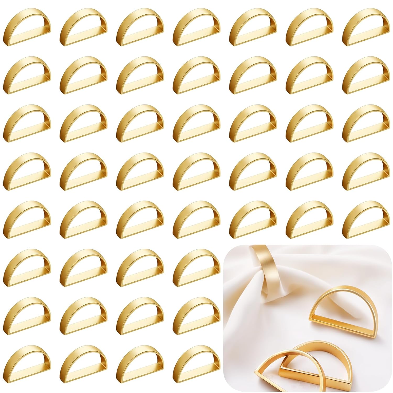 Set Of 100 Napkin Rings Metal Gold Semicircle Napkin Ring, Napkin Rings Bulk Dinner Banquet Serviette Decor, Dining Table Setting For Thanksgiving Christmas Halloween Holiday Wedding Party