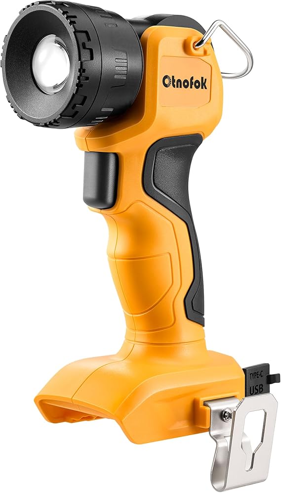 Cordless LED Work Light Compatible with Dewalt 20V MAX Battery Portable Flashlight with USB Ports Pivoting Head