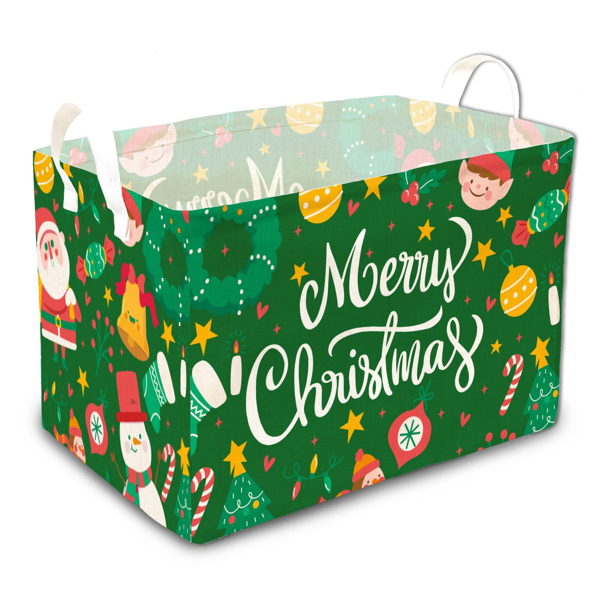 1 Pcs Merry Christmas Storage Basket, Santa Claus Storage Bins, Green Themed Foldable Storage Boxes, Christmas Boxes For Nursery Toy And Costume, Xmas Party Decoration Gifts
