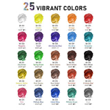 25 Colors Large Acrylic Paint Set (8.45 Oz, 250 Ml), Bulk Acrylic Paint Non-Toxic Art Painting Supplies On Multi Surface Canvas Wood Craft Fabric Rock For Artist Beginner With Color Wheel