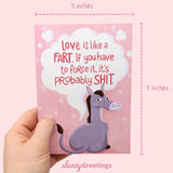 'Love Is Like A Fart' Funny Birthday Card For Him Or Her - Funny Anniversary Cards For Husband Or Wife - Funny Valentine'S Day Card - Love Is Like A Fart Card