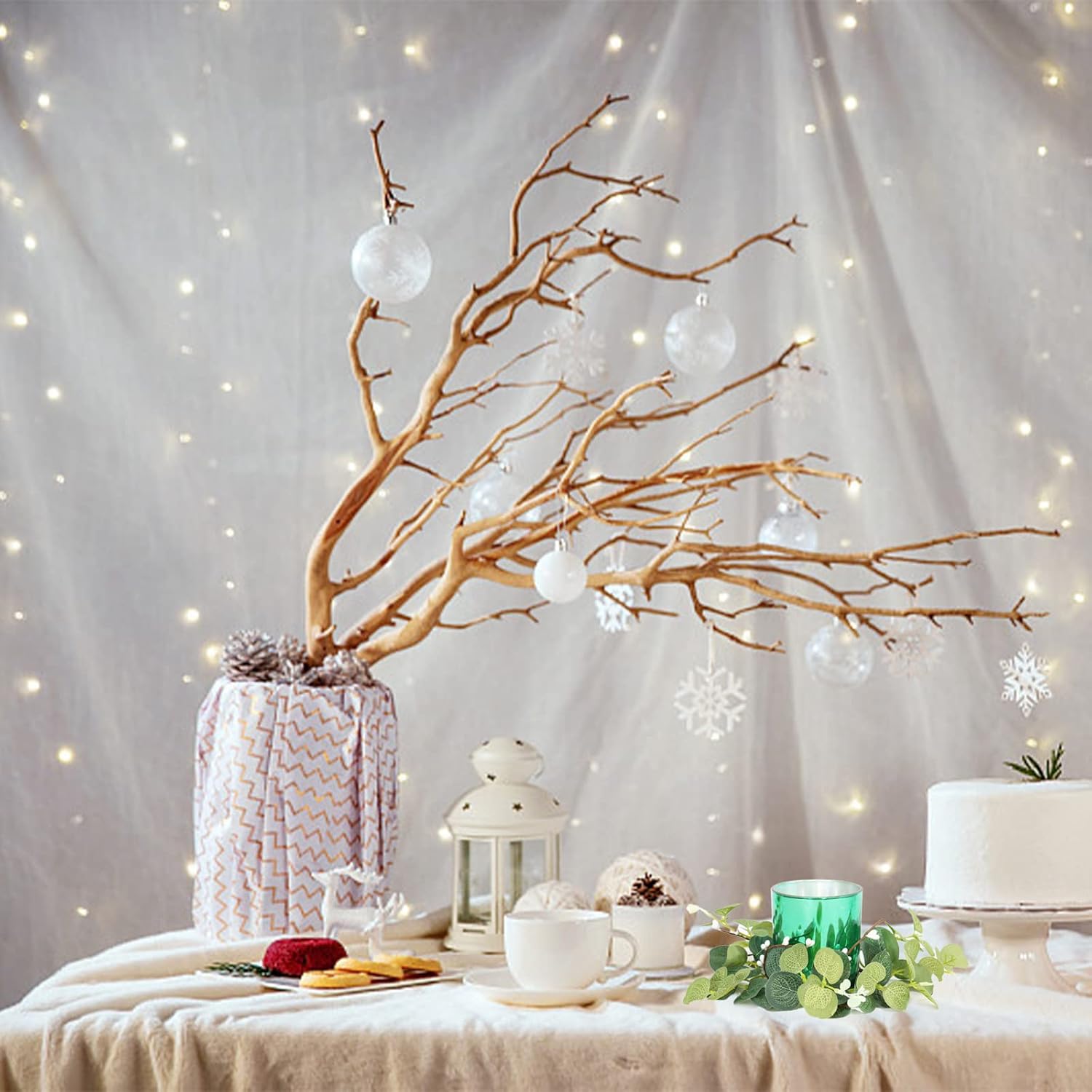 4 Pieces Pillar Candle Rings Wreaths, Artificial Eucalyptus Leaves Wreaths Greenery Candleholders, Rustic Farmhouse Decorative Wreath For Easter Christmas Wedding Party Home Table Door