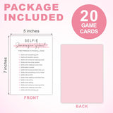 Minimalism Birthday Party Game Cards - Selfie Scavenger Hunt - 20 Blush Double-Sided Fill In Style Funny Birthday Party Game Cards For Adults, Party Supplies & Activities - A02