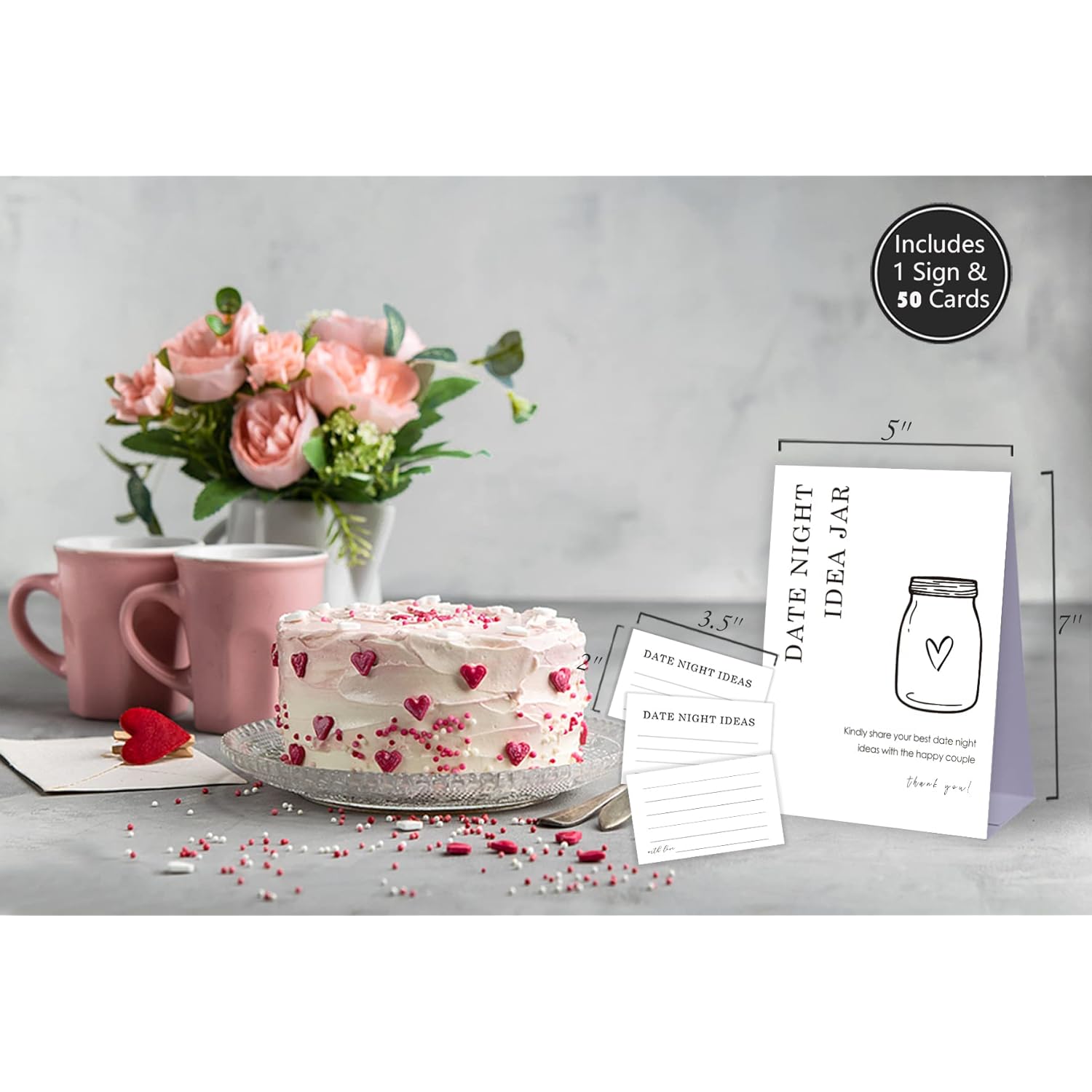 Date Night Idea Cards,Bachelorette Party Night,Advice Cards For Bridal Shower,Minimalist Bridal Shower Game,Wedding Shower Games,1 Sign & 50 Cards Set-A45