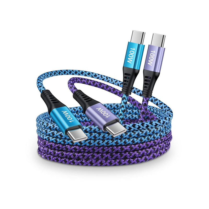 100W Usb C Charger Cable, [2-Pack/6Ft] Pd 5A Super Fast Charging Type-C To Typ