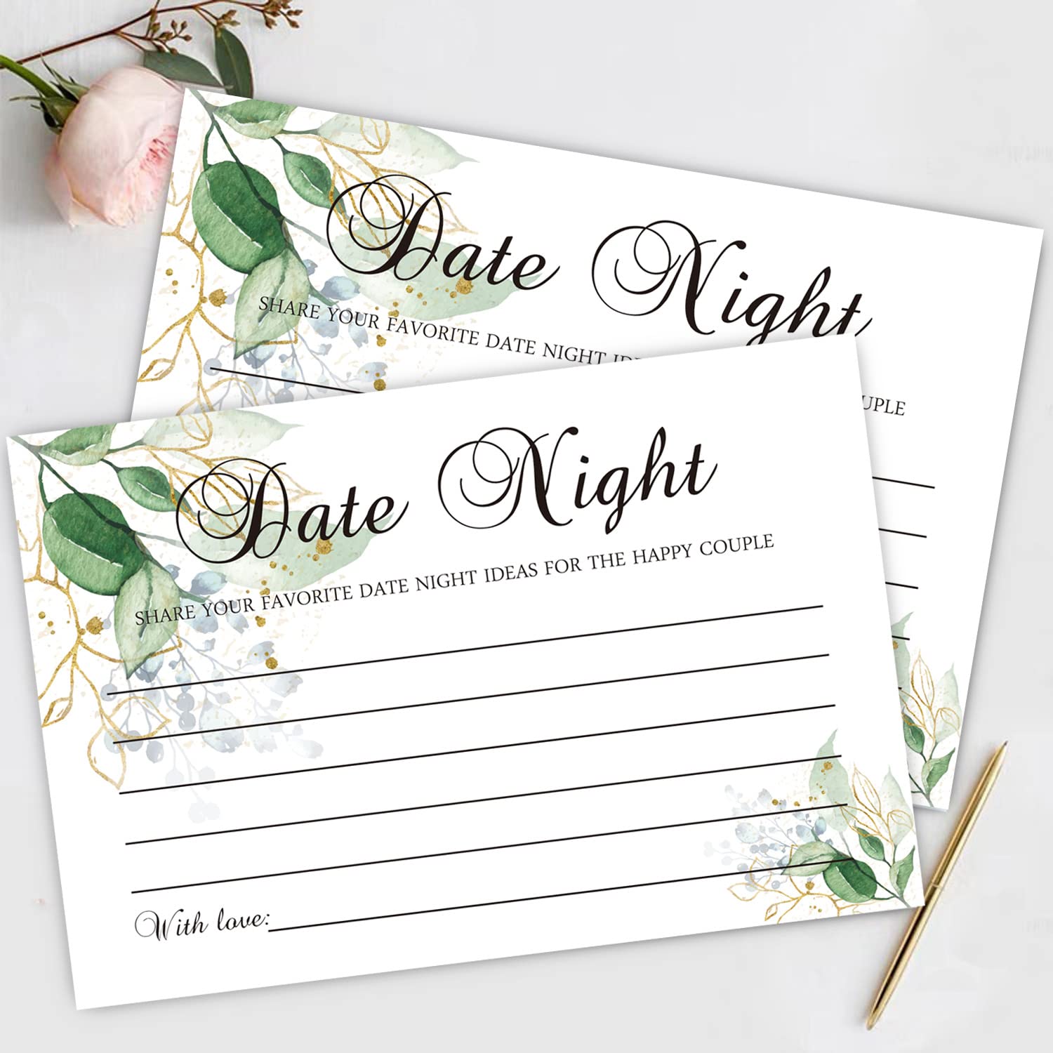 Date Night Ideas Cards, Perfect For The Bride And Groom, Husband, Wife, Boyfriend, Girlfriend, Anniversary, Bridal Shower Game 50 Advice Cards (4" X 6")