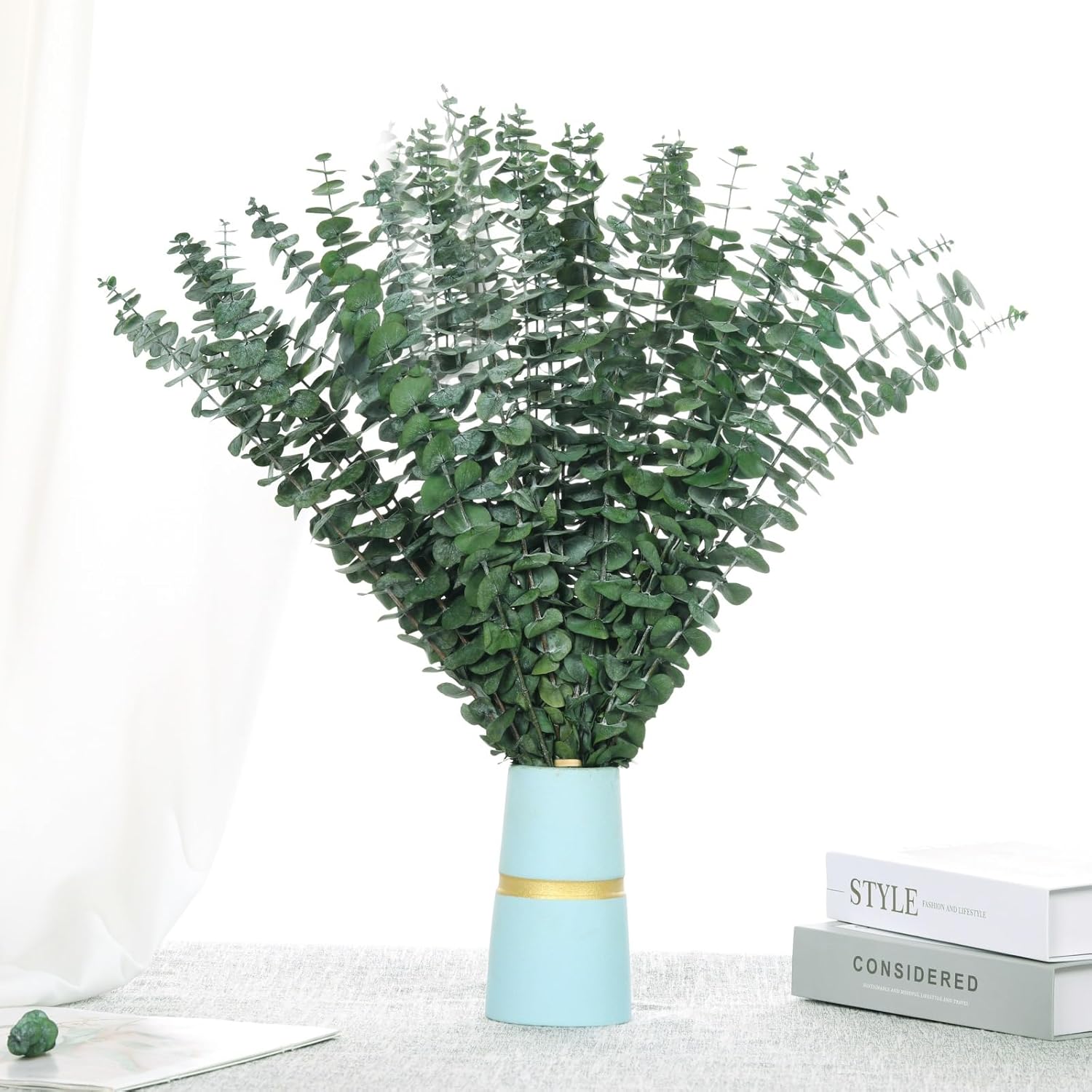 40 Pcs Dried Eucalyptus Stems For Shower, 17'' Natural Real Live Eucalyptus Leaves Branches Hanging Shower Plant For Spa Home Fragrance Bathroom Table Vase Decor
