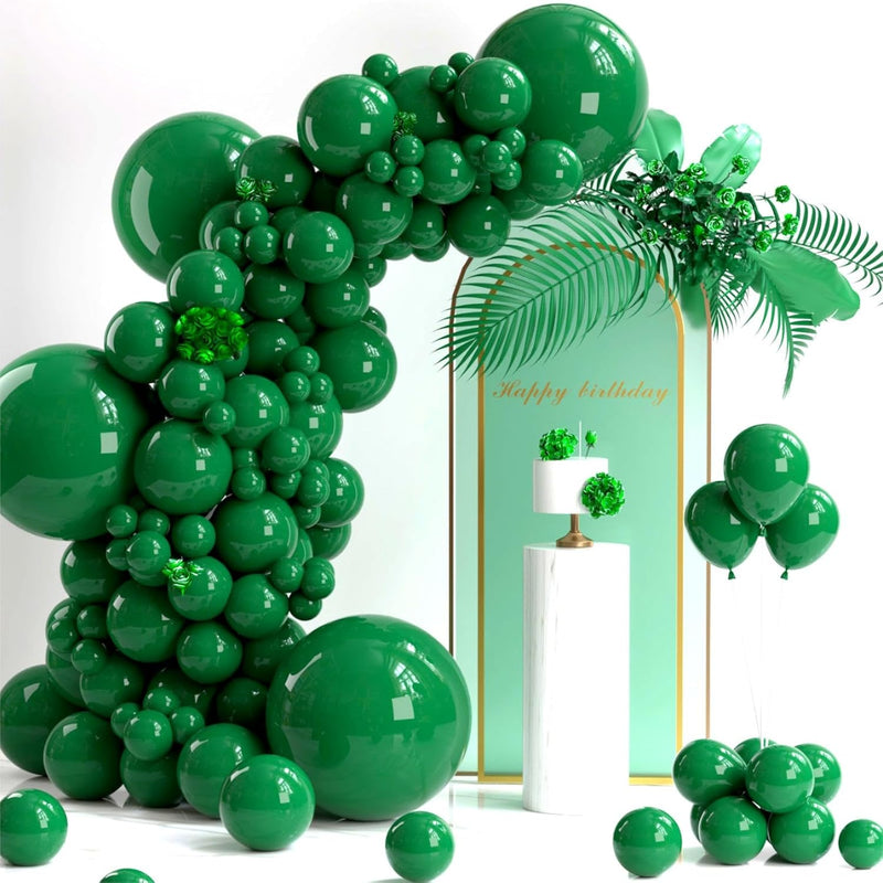 130Pcs Dark Green Balloons Garlands Kit, 18" 12" 10" 5" Different Size