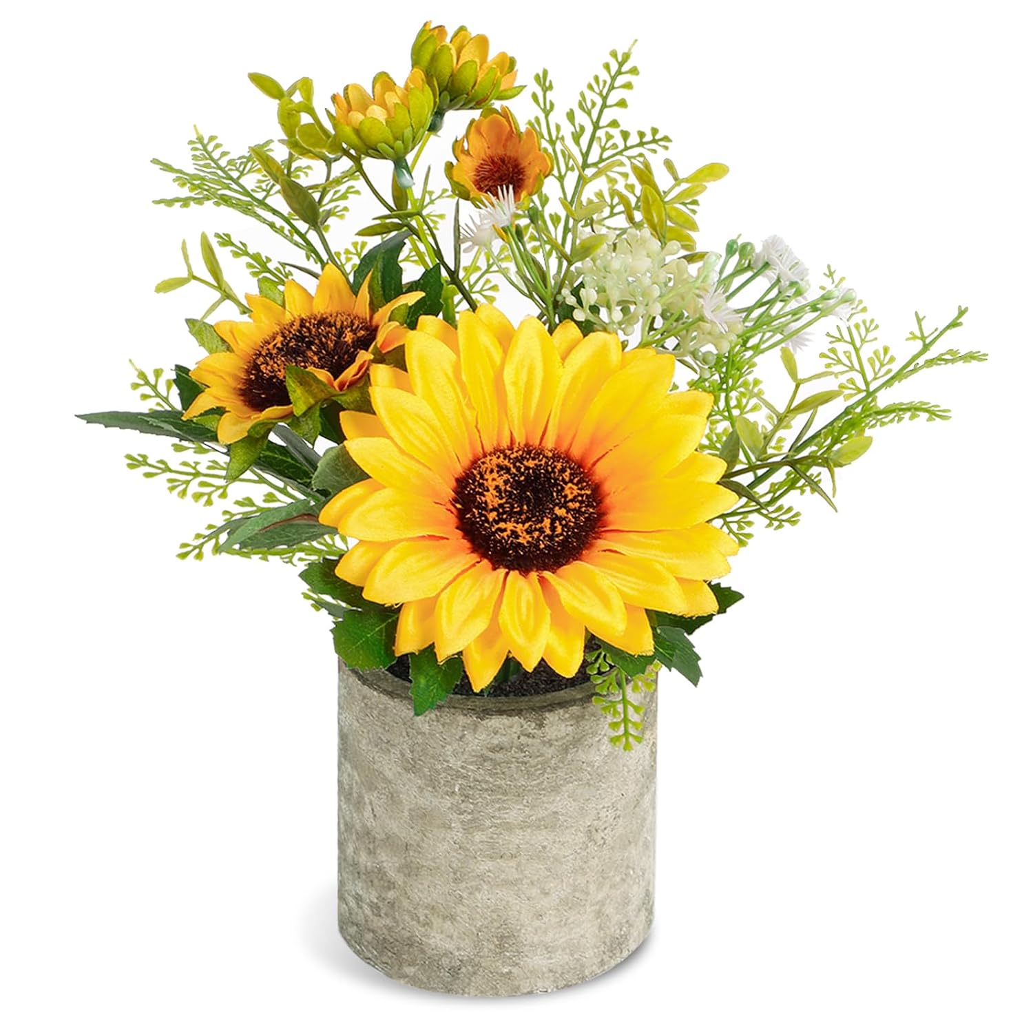 Sunflower Artificial Flowers Pot, Sunflower Decor, Yellow Fake Flower In Pots, For Home Bathroom Kitchen