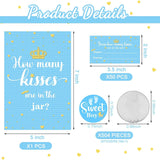 555 Pcs How Many Kisses Game Card Kit How Many Kisses Baby Shower Games Standing Sign Guessing Cards Baby Shower Stickers For Kid Sprinkle Birthday Party, No Candy And Jar(Blue Boy Style)