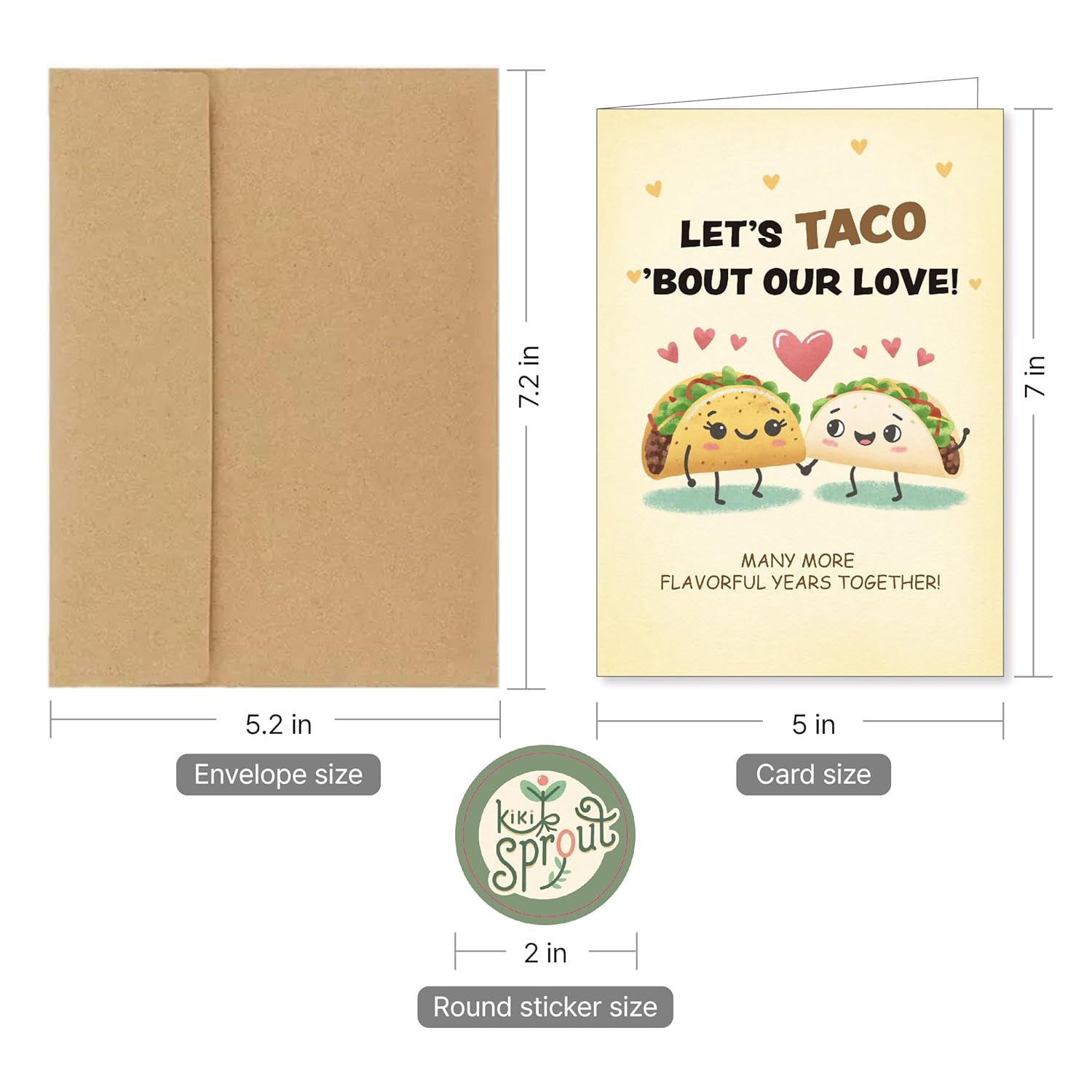 Funny Anniversary Card & Gifts For Husband, Wife, Boyfriend, Girlfriend, Him, And Her/Sweet Romantic Greeting Card With Envelope 5In X 7In And Sticker(Hand Drawn, Premium Quality) (Taco)
