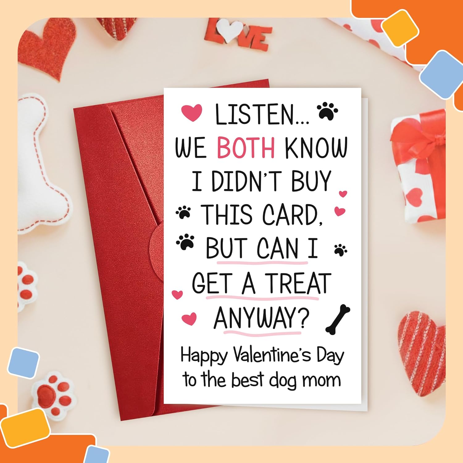 Valentines Day Gifts For Dog Mom - Cute Dog Lovers Gifts For Women, Her, Girlfriend, Wife - Funny Puppy Card From Friend, Family - Greeting Card