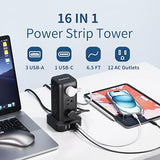 12 Outlet Power Strip Tower 4 USB Ports 1 USB C 6.5FT Cord