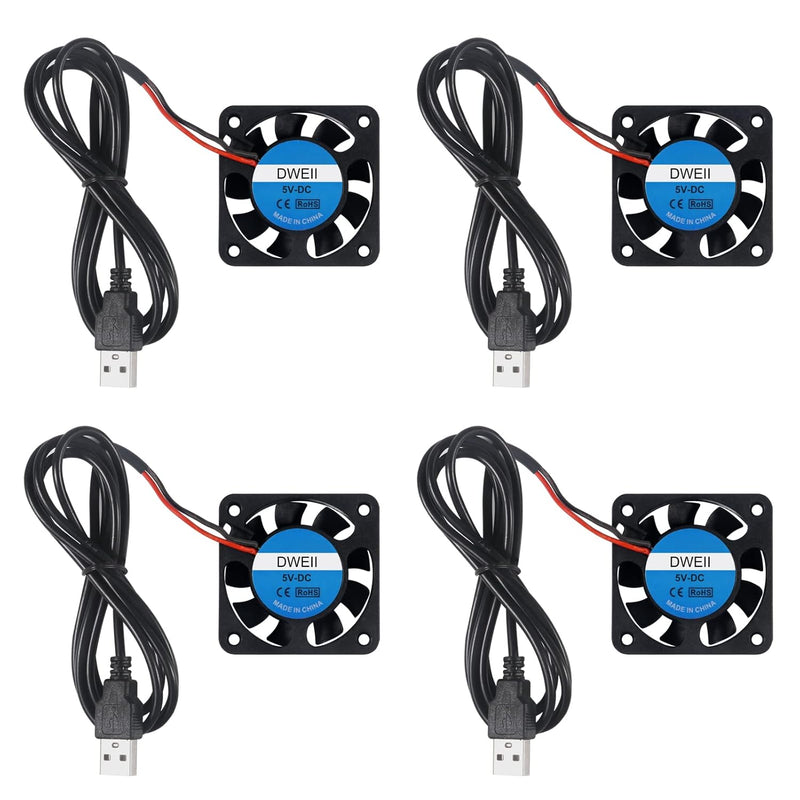 4-Pack 40Mm X10Mm Dc 5V Usb Brushless Cooling Fan, Oil Bearing 4010 Small Comp