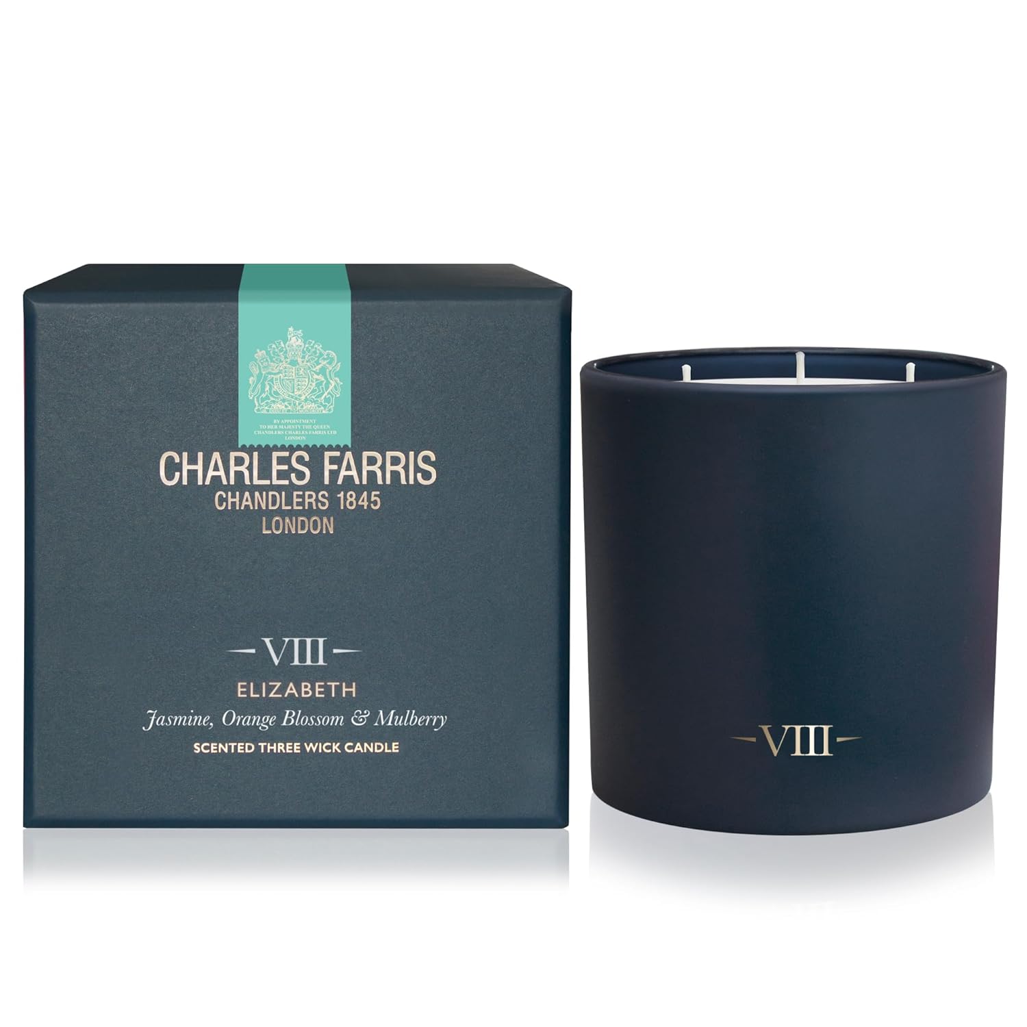 Luxury Scented Candle – 3 Wick, Hand-Poured, Long Lasting, Clean Burning, 640G / 22.5Oz, Up To 80 Hour Burn, Made In England – Orange Blossom, Jasmine, Green Mulberry – Elizabeth