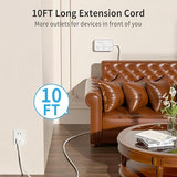 10 Ft 2 Prong Extension Cord Power Strip 4 USB Ports 2 USB C Flat Plug 1875W