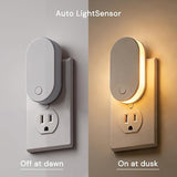 2 Pack Plug In LED Night Lights Dimmable Dusk to Dawn Sensor Soft White 3000K