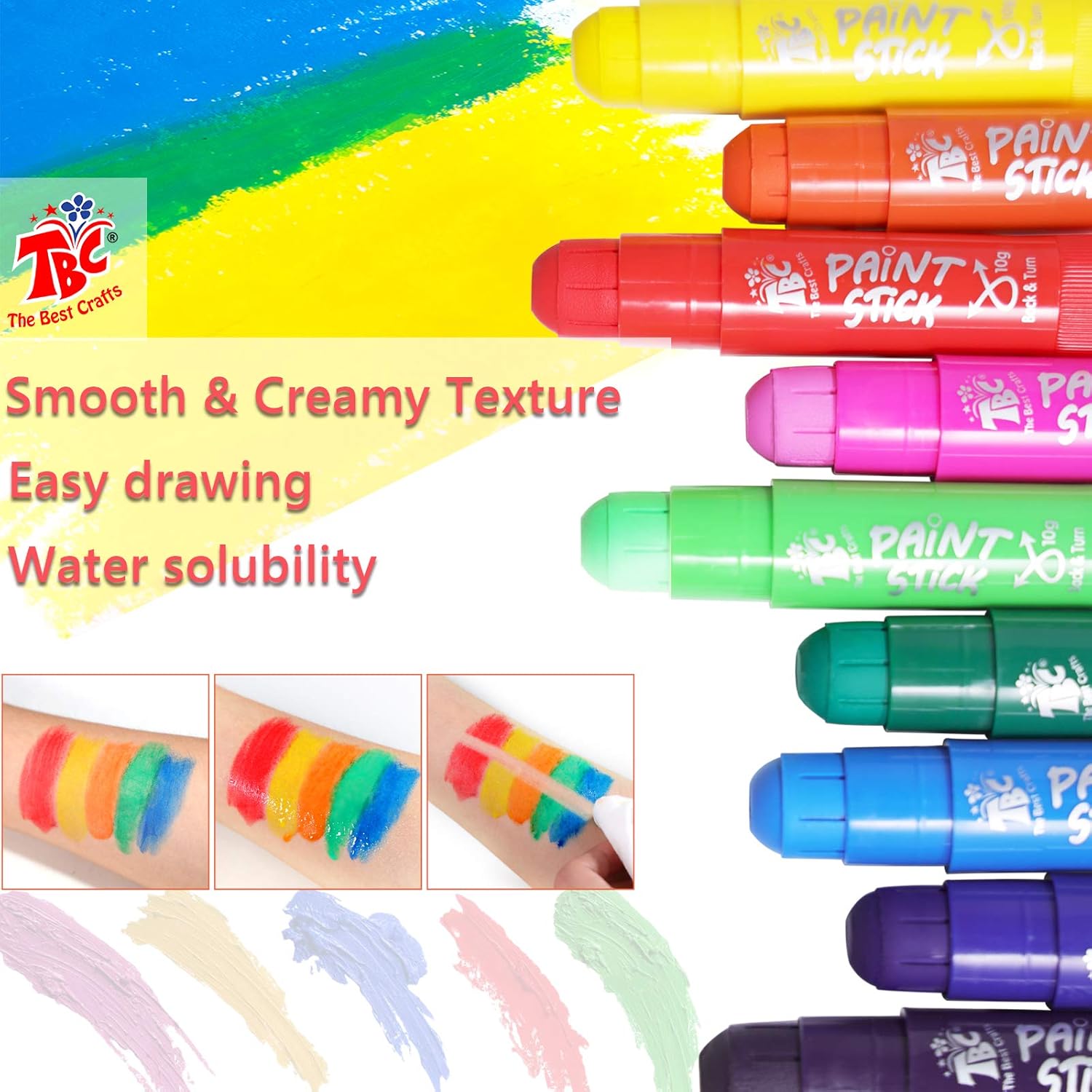 Paint Sticks,12 Classic Colors, Washable, Non-Toxic, Tempera Paint Sticks For Kids And Students