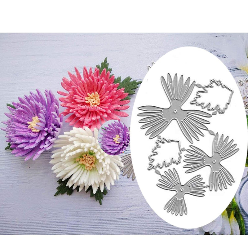 Chrysanthemum Flower Metal Die Cuts,Rose Daisy Flower Leavs Cutting Di