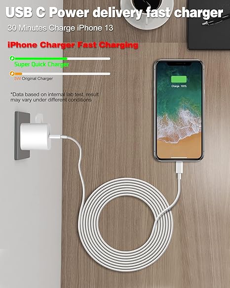 2 Pack 20W USB C Fast Charger with 10FT Lightning Cable for iPhone & iPad
