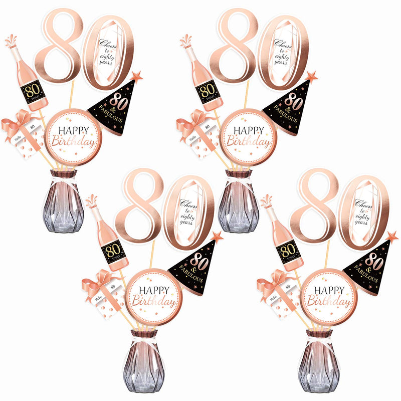 Rose Gold 80Th Birthday Centerpiece Sticks-80Th Birthday Table Toppers