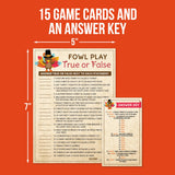 15 Turkey True Or False Game Cards- Fun & Easy For Family Thanksgiving. Friendsgiving, Church Party, Adults Or Kids, Supplies, Activity, Decorations