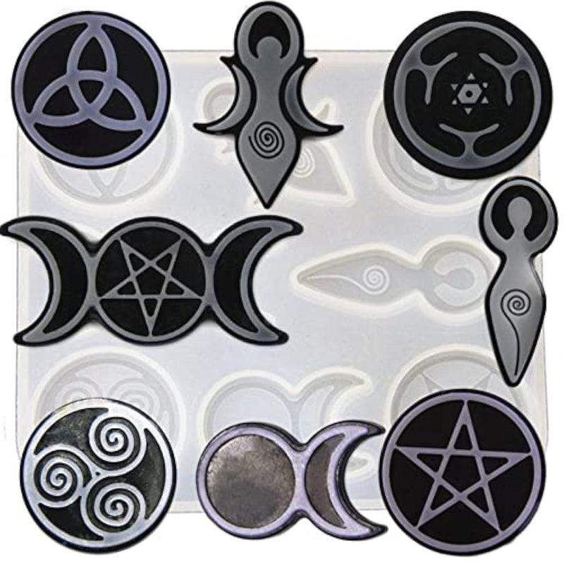 Spiral Goddess Necklace Mold,8 In 1 Silicone Mold For Making Epoxy Resin Chakras Luna Jewelry Pendant Ear Drop (Dj1252)